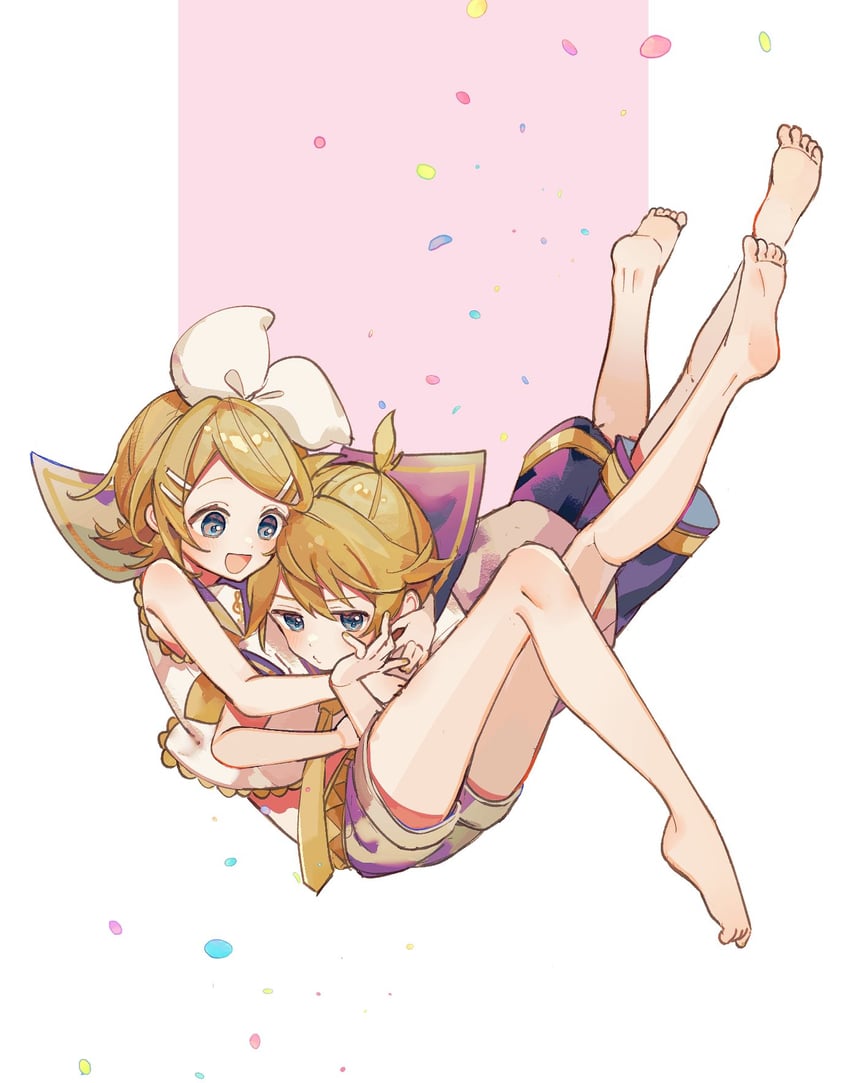 kagamine rin and kagamine len (vocaloid) drawn by sazanami_(ripple1996)