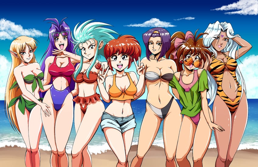 ranma-chan, lina inverse, faye valentine, ryouko, deedlit, and 2 more (ranma 1/2 and 5 more) drawn by tedbob84