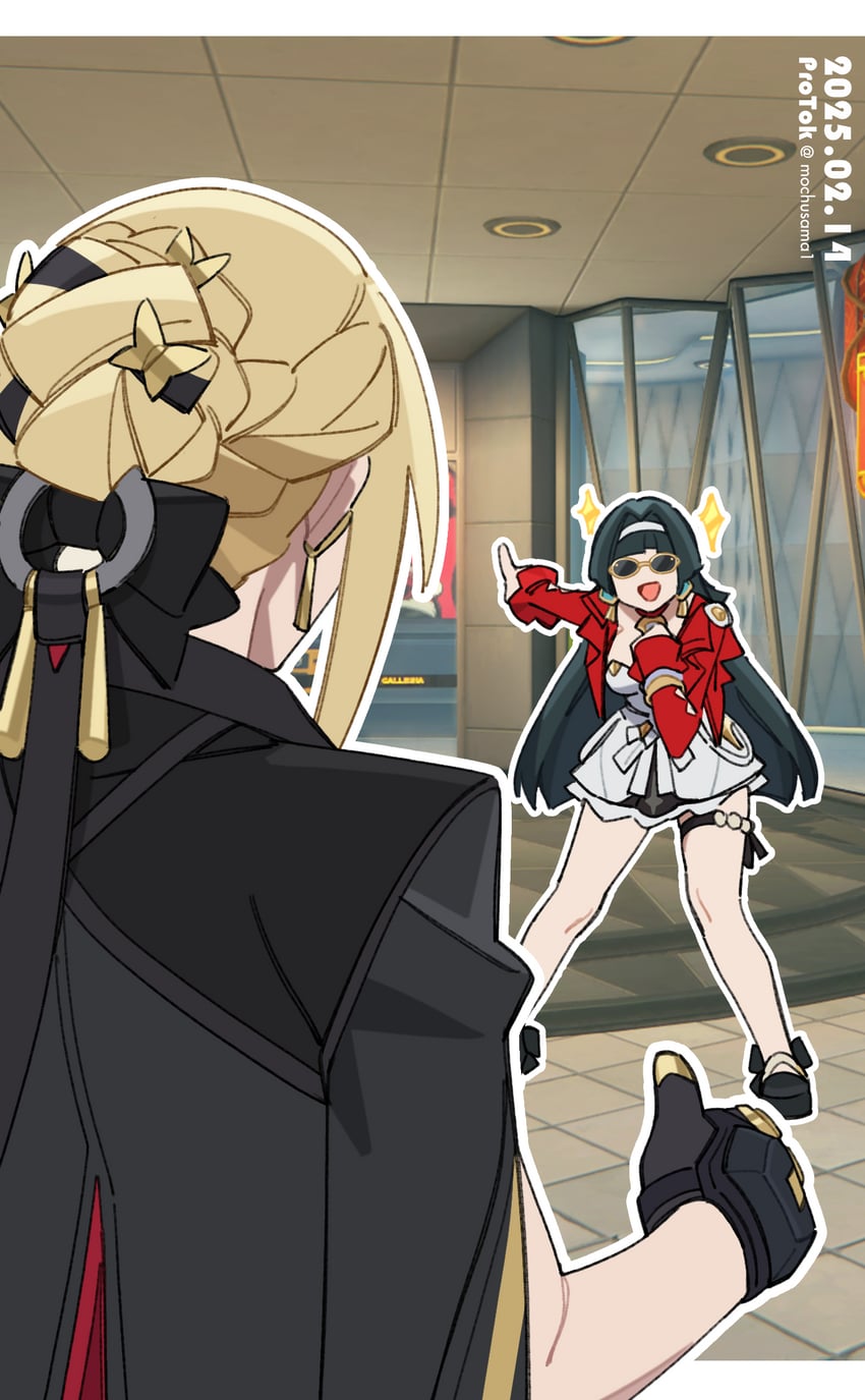 evelyn chevalier and astra yao (zenless zone zero) drawn by mochusama