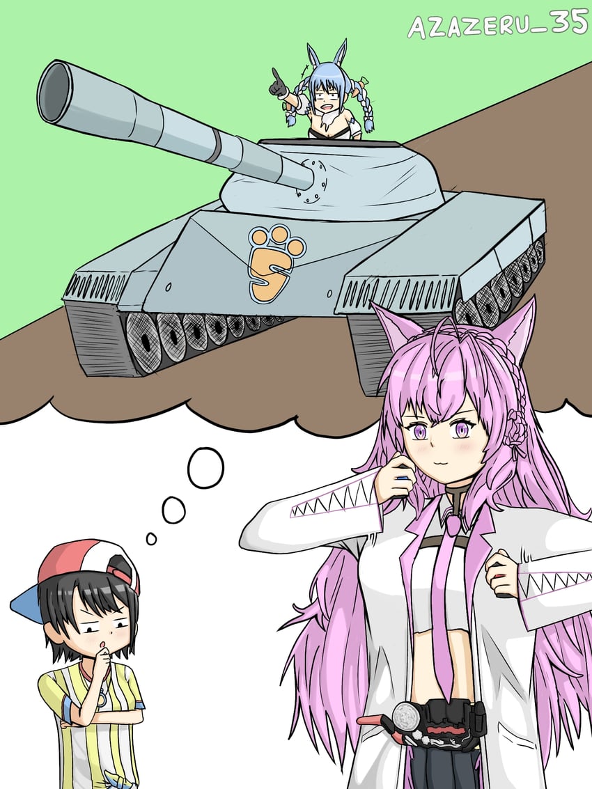 usada pekora, oozora subaru, and hakui koyori (hololive and 3 more) drawn by alphazel35