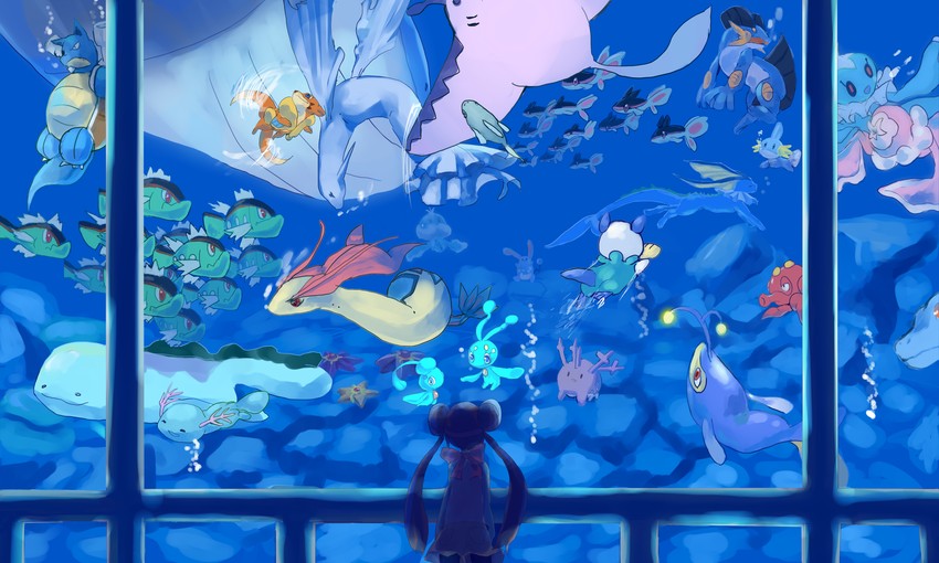 rosa, vaporeon, oshawott, mudkip, milotic, and 21 more (pokemon and 1 more) drawn by milimilihosi