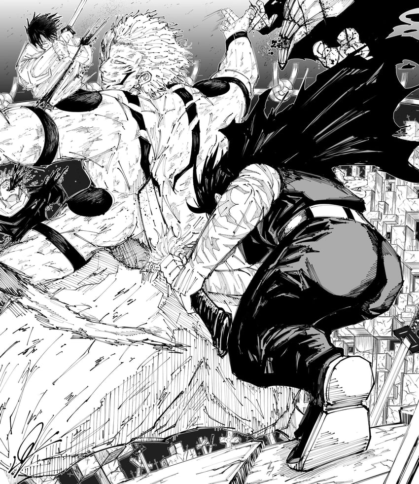 itadori yuuji, ryoumen sukuna, okkotsu yuuta, and orimoto rika (jujutsu kaisen) drawn by ryukou0821