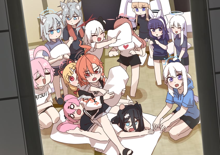 yuuka, shiroko, hoshino, toki, aris, and 7 more (blue archive) drawn by kokukyukeo