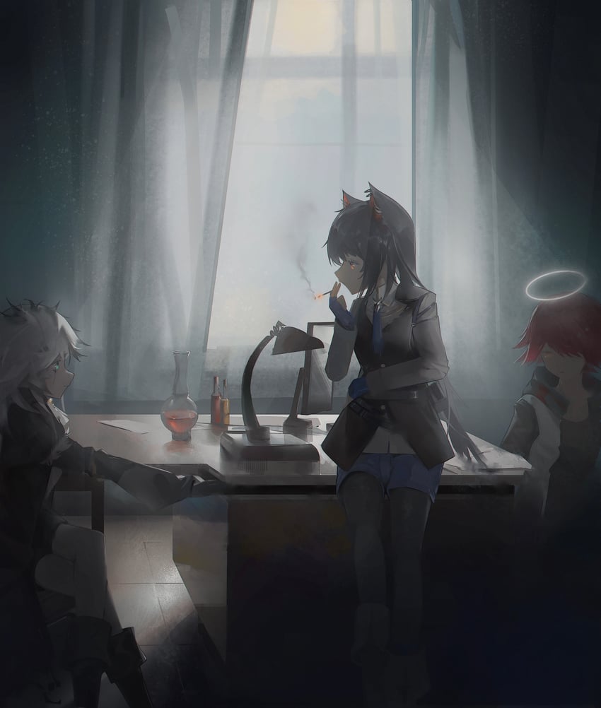 texas, lappland, exusiai, and texas the omertosa (arknights) drawn by boboyo