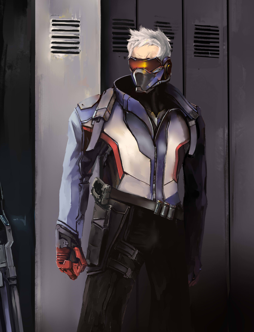 soldier: 76 and van darkholme (overwatch and 2 more) drawn by super-railgun