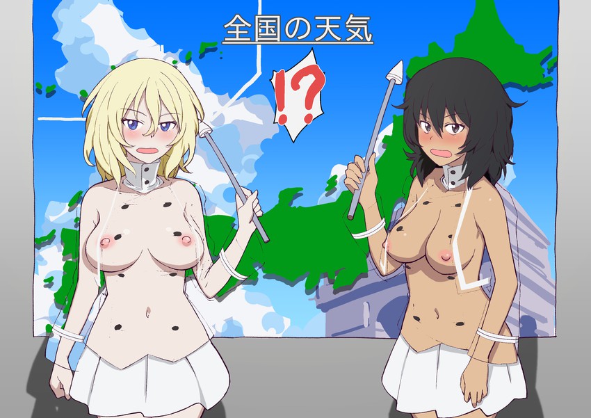 andou and oshida (girls und panzer) drawn by onsen_tamago_(hs_egg)