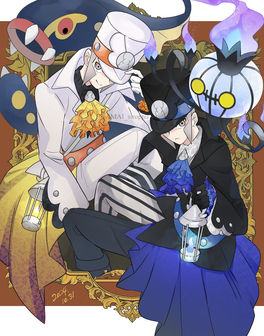 ingo, chandelure, emmet, and eelektross (pokemon and 1 more) drawn by dabu_(dabuchan)