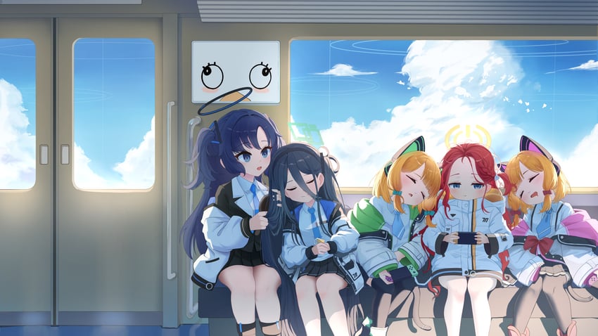 yuuka, aris, momoi, midori, yuzu, and 2 more (blue archive) drawn by daraamji2
