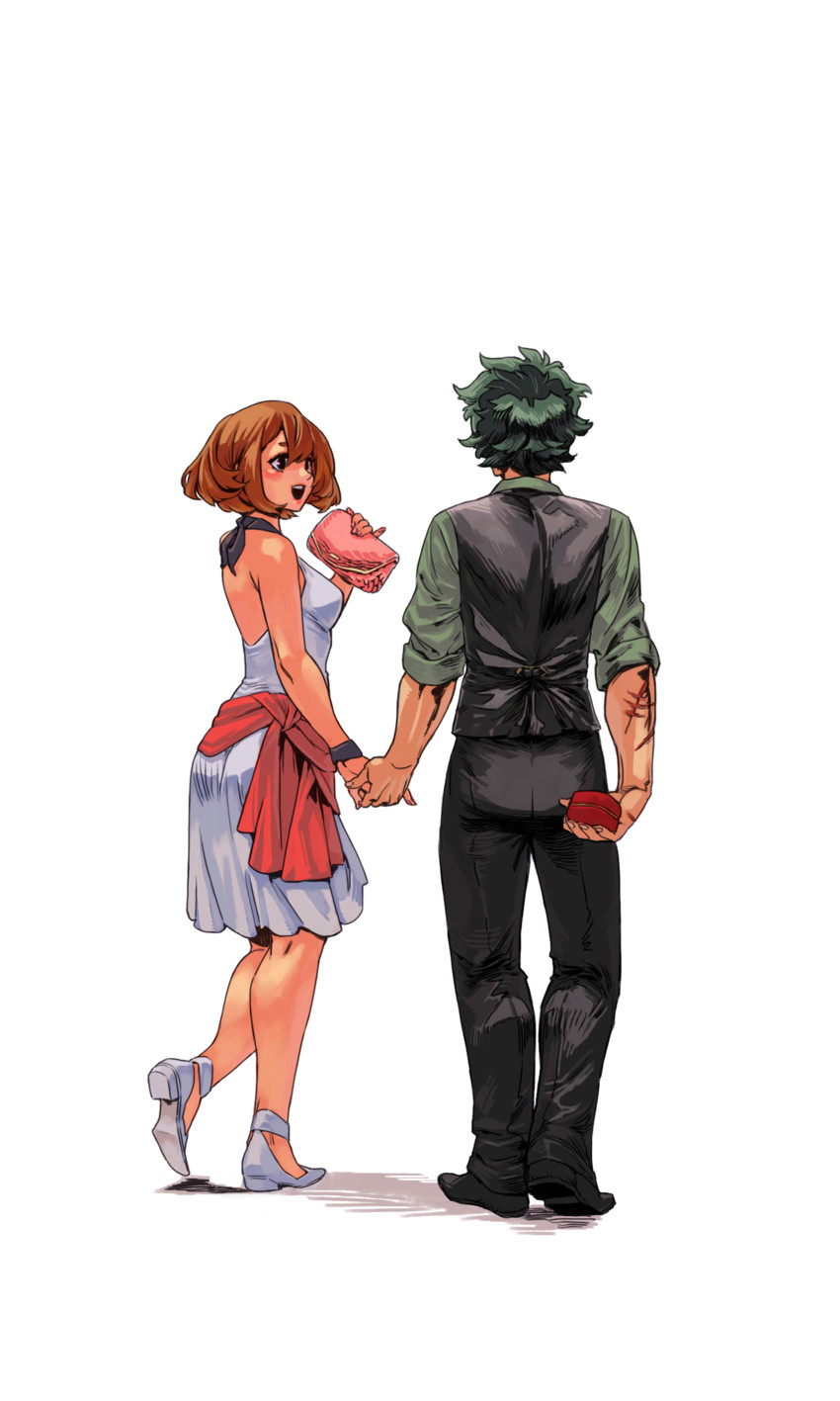 midoriya izuku and uraraka ochaco (boku no hero academia) drawn by archvermin