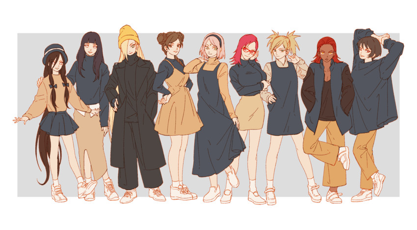 haruno sakura, hyuuga hinata, yamanaka ino, temari, tenten, and 4 more (naruto and 1 more) drawn by noeunjung93