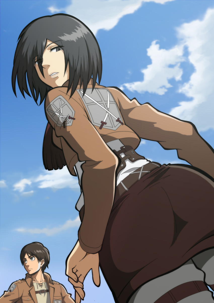 mikasa ackerman and eren yeager (shingeki no kyojin) drawn by tyongc
