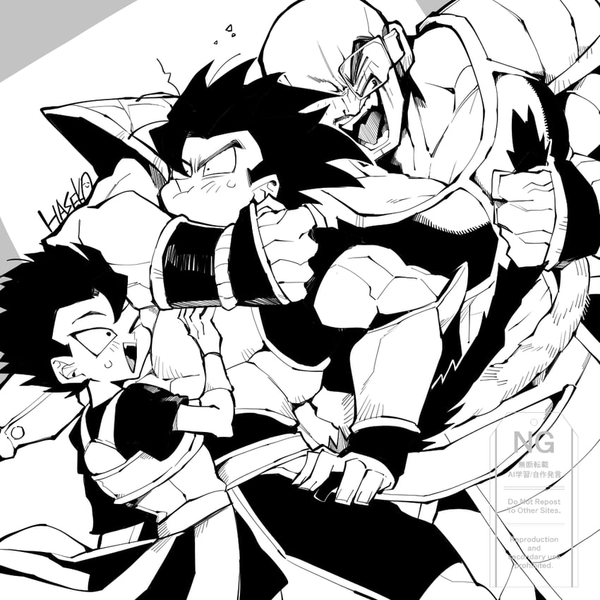 cabba, nappa, and shallot (dragon ball and 3 more) drawn by haseko123
