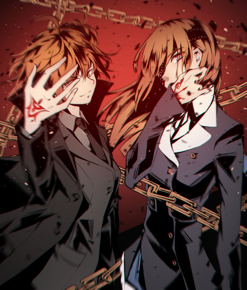 fujimaru ritsuka and ophelia phamrsolone (fate and 1 more) drawn by tsushima_touko