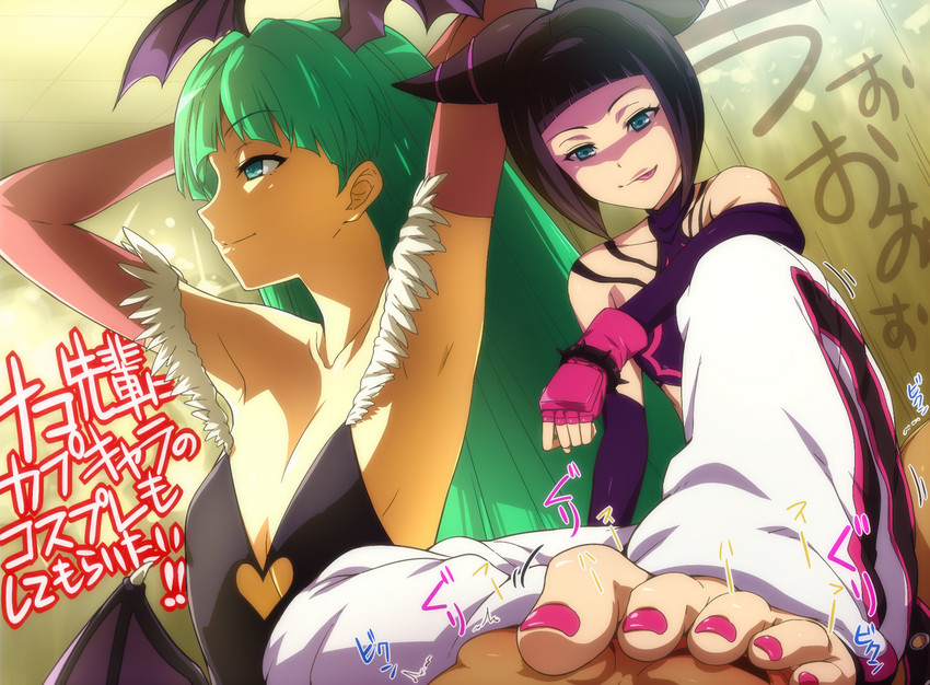 morrigan aensland and han juri (street fighter and 3 more) drawn by hairu