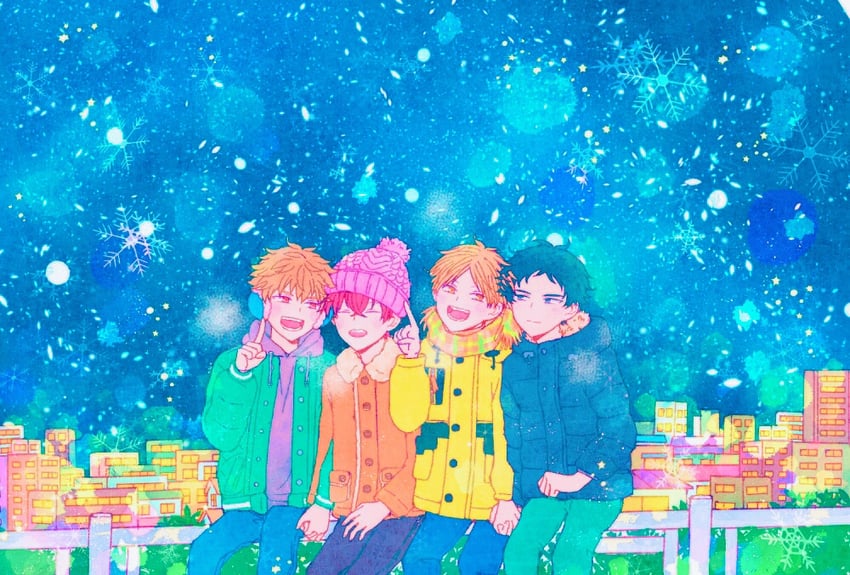 satou mafuyu, kashima hiiragi, yagi shizusumi, and yoshida yuki (given) drawn by bibibimix39