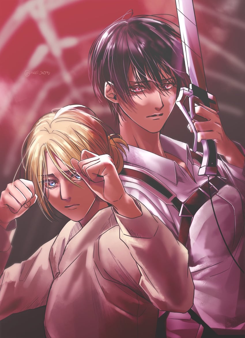 mikasa ackerman and annie leonhart (shingeki no kyojin) drawn by neri_aot
