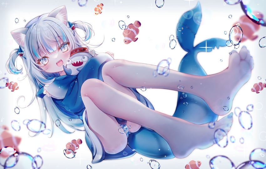 gawr gura and bloop (hololive and 1 more) drawn by fiyu