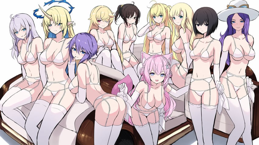 hakui koyori, caitlyn, alisa mikhailovna kujou, fleurdelys, kuonji alice, and 5 more (hololive and 8 more) drawn by cait_aron