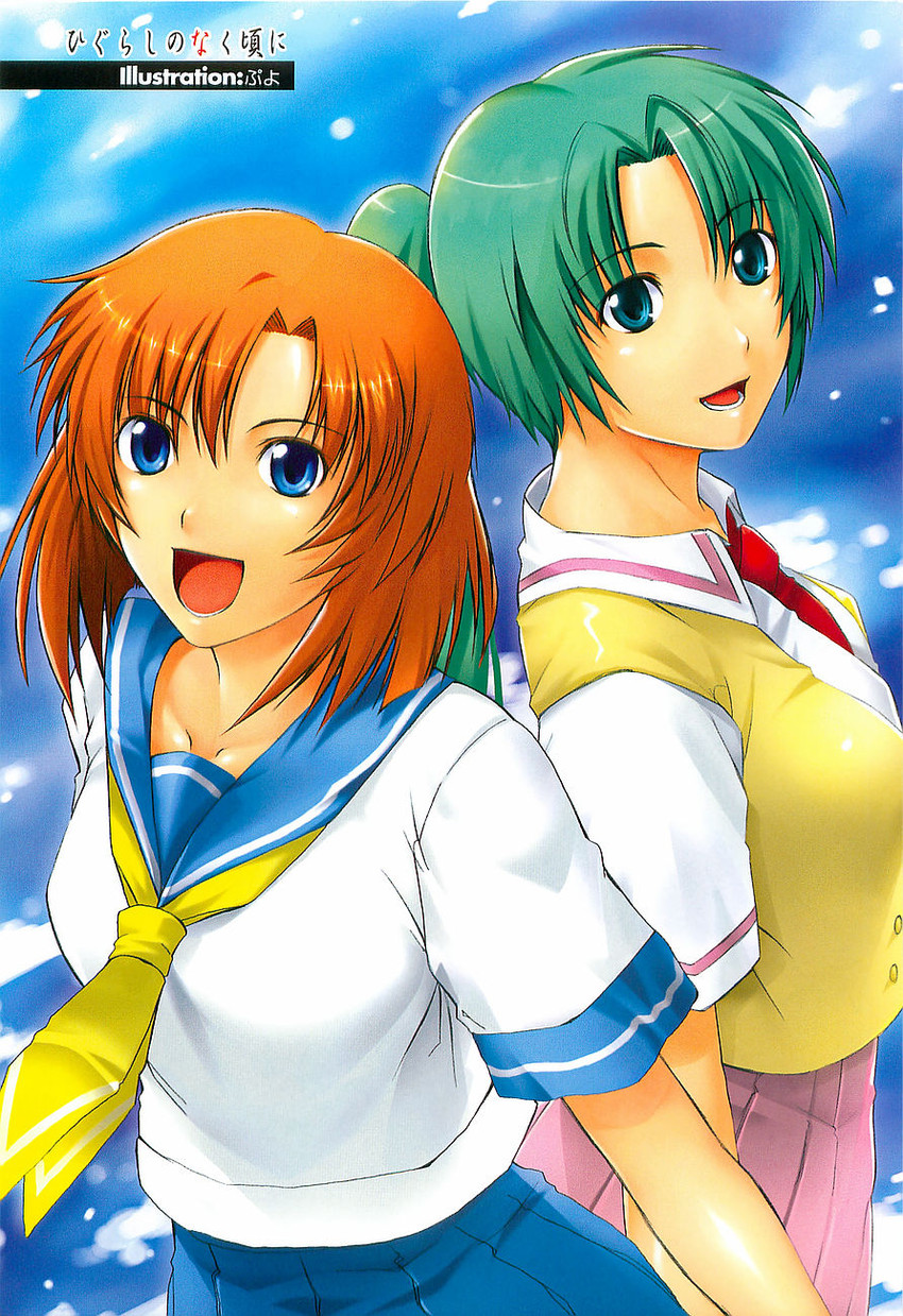 ryuuguu rena and sonozaki mion (higurashi no naku koro ni) drawn by puyo_(puyotopia)