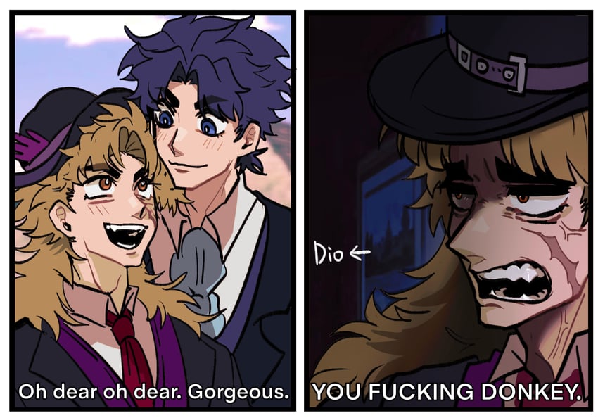 dio brando, jonathan joestar, and robert e. o. speedwagon (jojo no kimyou na bouken and 2 more) drawn by swampland