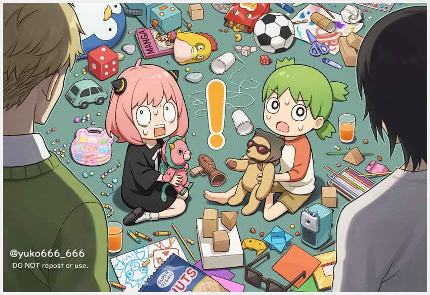 anya, twilight, koiwai yotsuba, director chimera, mr. koiwai, and 1 more (spy x family and 1 more) drawn by yuko666