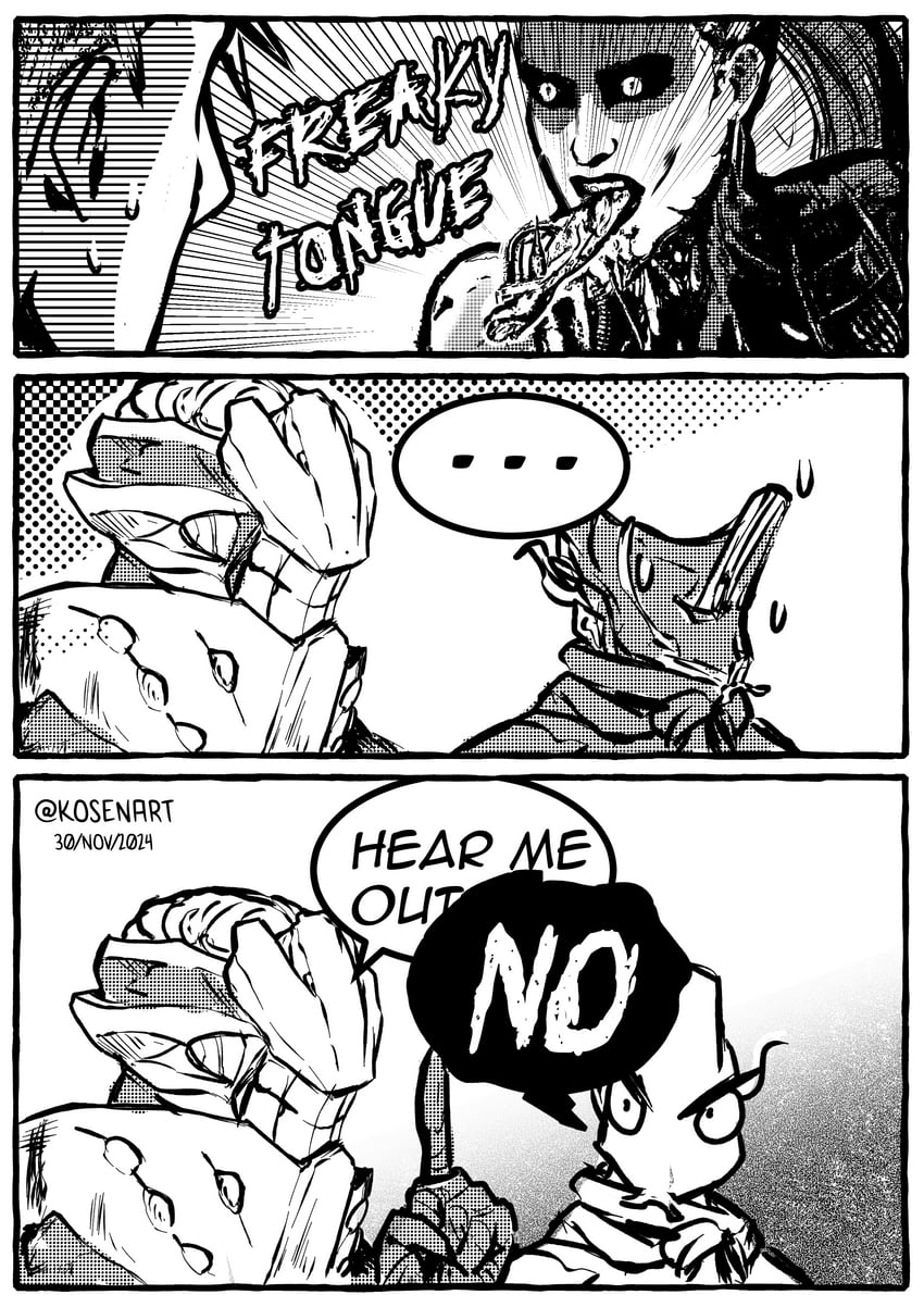 excalibur, excalibur umbra, and nidus (warframe) drawn by kosen_(kosenart)