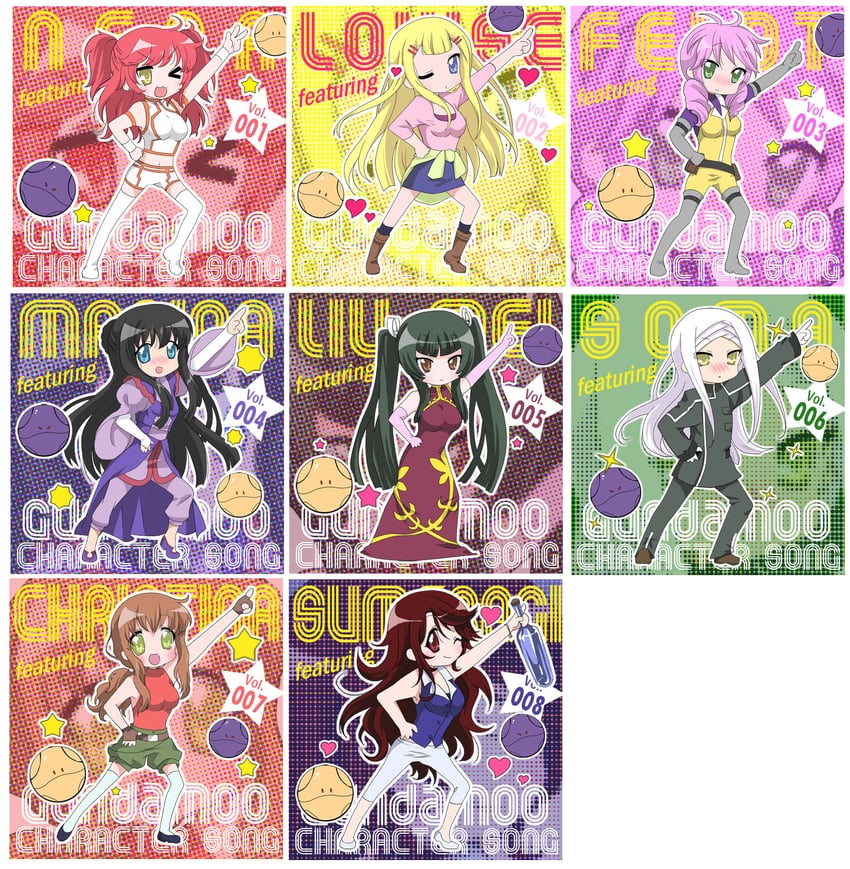 haro, feldt grace, wang liu mei, nena trinity, soma peries, and 4 more (gundam and 2 more) drawn by kr_(kellywu)