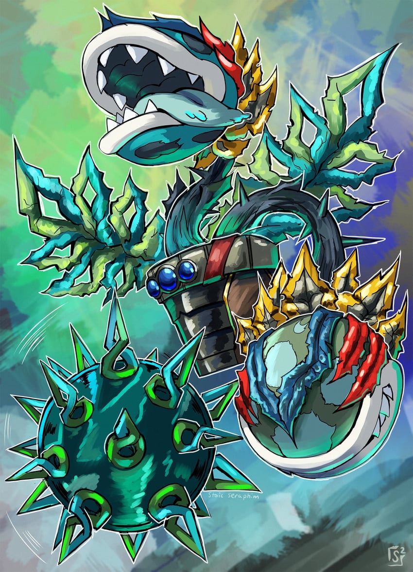 piranha plant and fierce deity (the legend of zelda and 4 more) drawn by stoic_seraphim