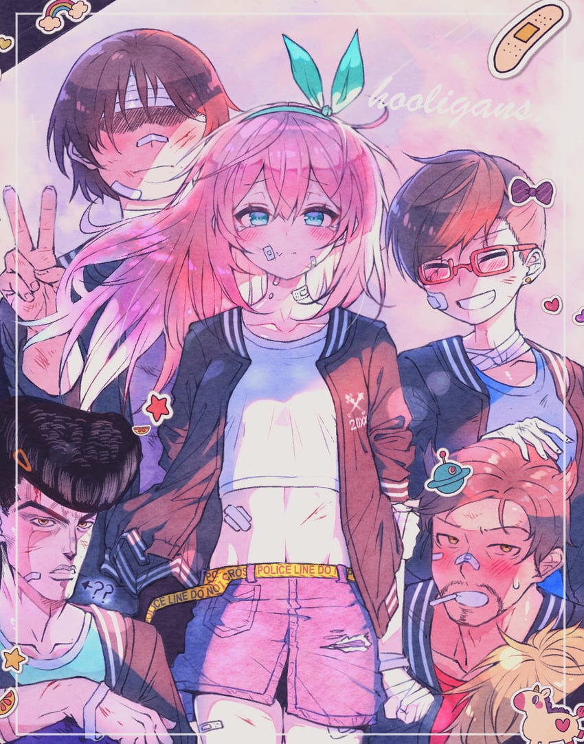 aubrey, kim, mikhael, vance, angel, and 1 more (omori) drawn by mechafrshrimp