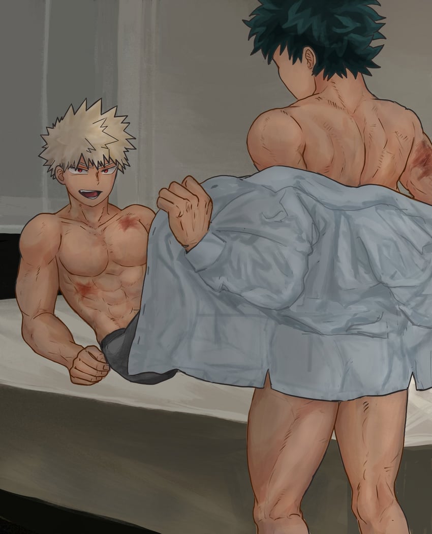 midoriya izuku and bakugou katsuki (boku no hero academia) drawn by mort1713
