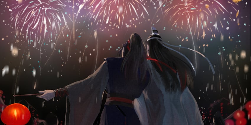 wei wuxian and lan wangji (modao zushi) drawn by xianduguaitan
