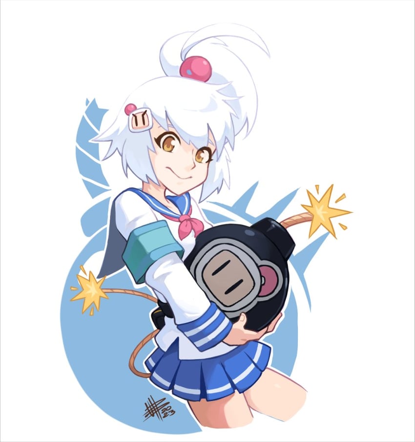 white bomberman and shiro (bombergirl and 1 more) drawn by mateus_upd