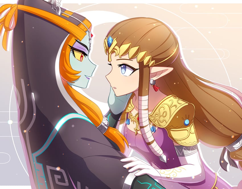 princess zelda and midna (the legend of zelda and 1 more) drawn by enni
