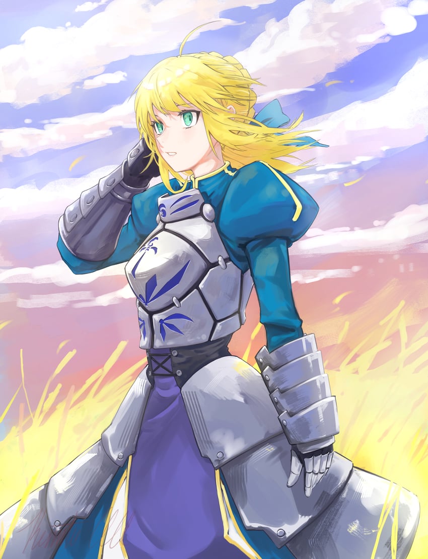 artoria pendragon and saber (fate and 1 more) drawn by kenney_q11
