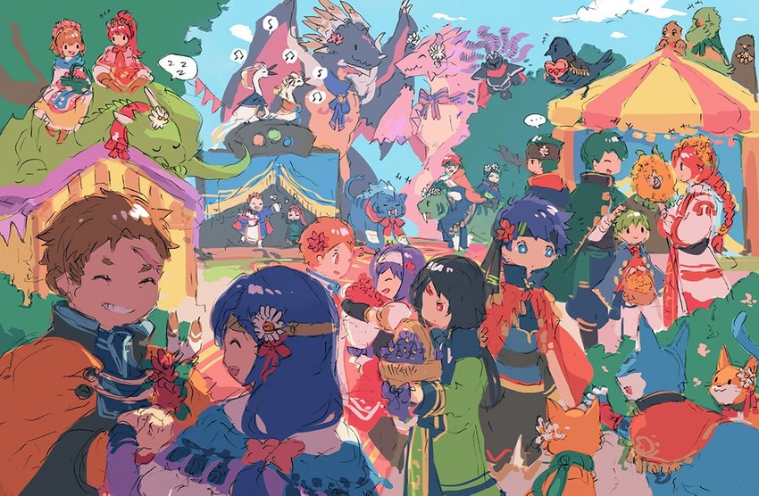 ike, mia, soren, mist, lethe, and 25 more (fire emblem and 3 more) drawn by garmmy