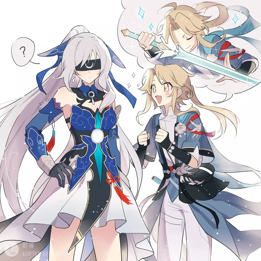 jingliu and yanqing (honkai and 1 more) drawn by xia_hua