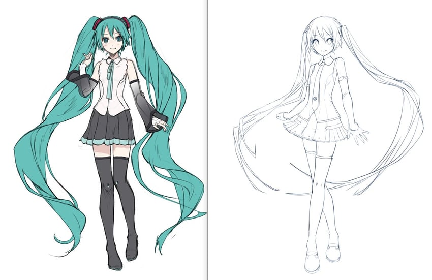 hatsune miku (vocaloid and 1 more) drawn by ixima