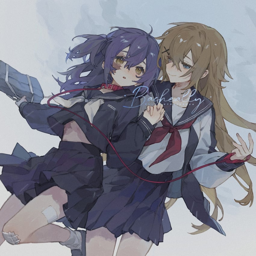 kawato washiha and aoi nozomi (original) drawn by bacheally