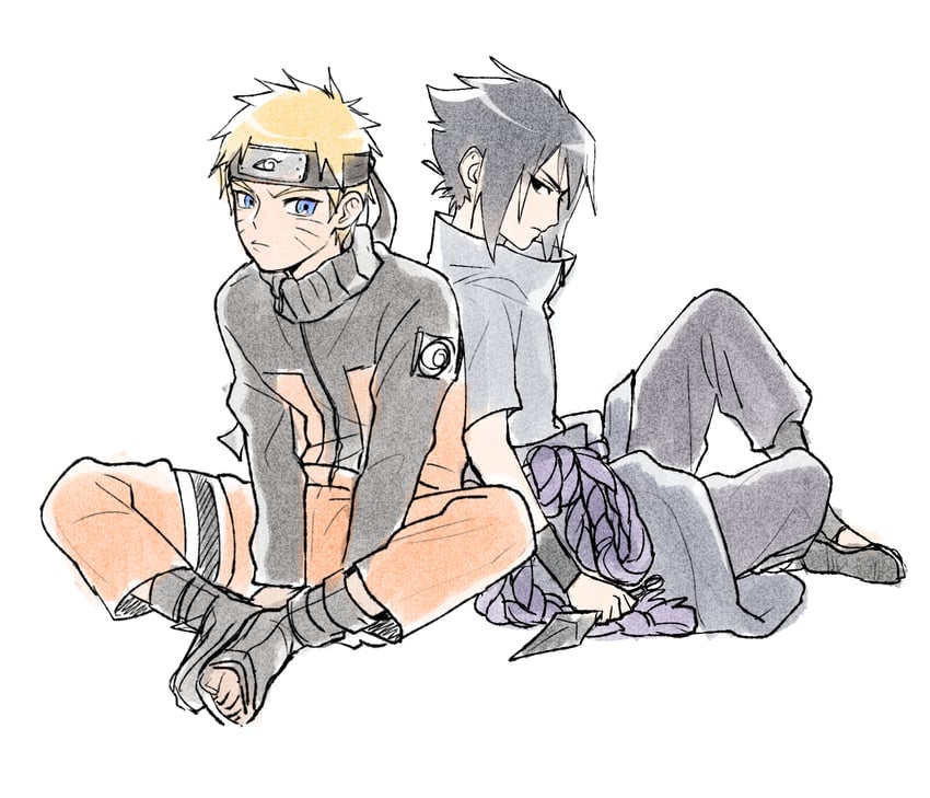 uzumaki naruto and uchiha sasuke (naruto and 1 more) drawn by qjqjqjql