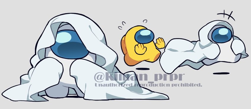 crewmate, yellow, white, and impostor (among us) drawn by kiman