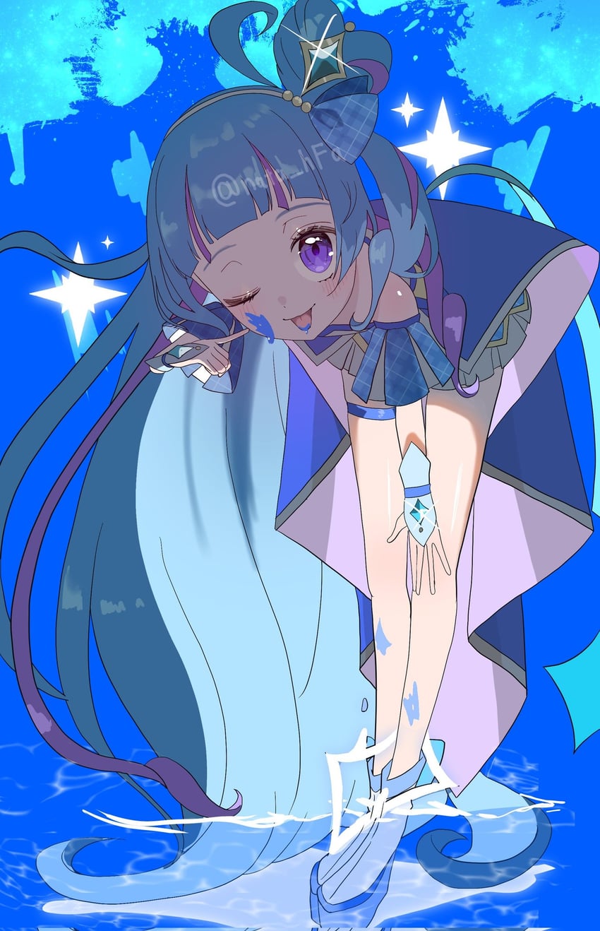 aokaze nana and cure wink (precure and 1 more) drawn by natadekoko_(nata_hfa)