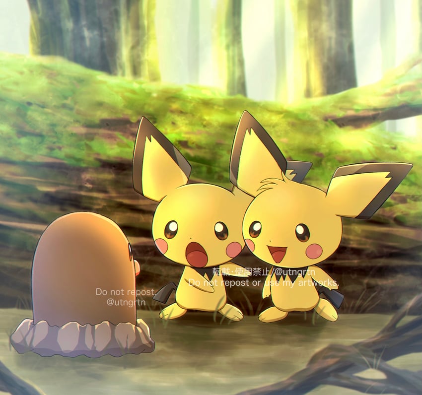 pichu, diglett, and pichu brothers (pokemon) drawn by fuyu_(utngrtn)
