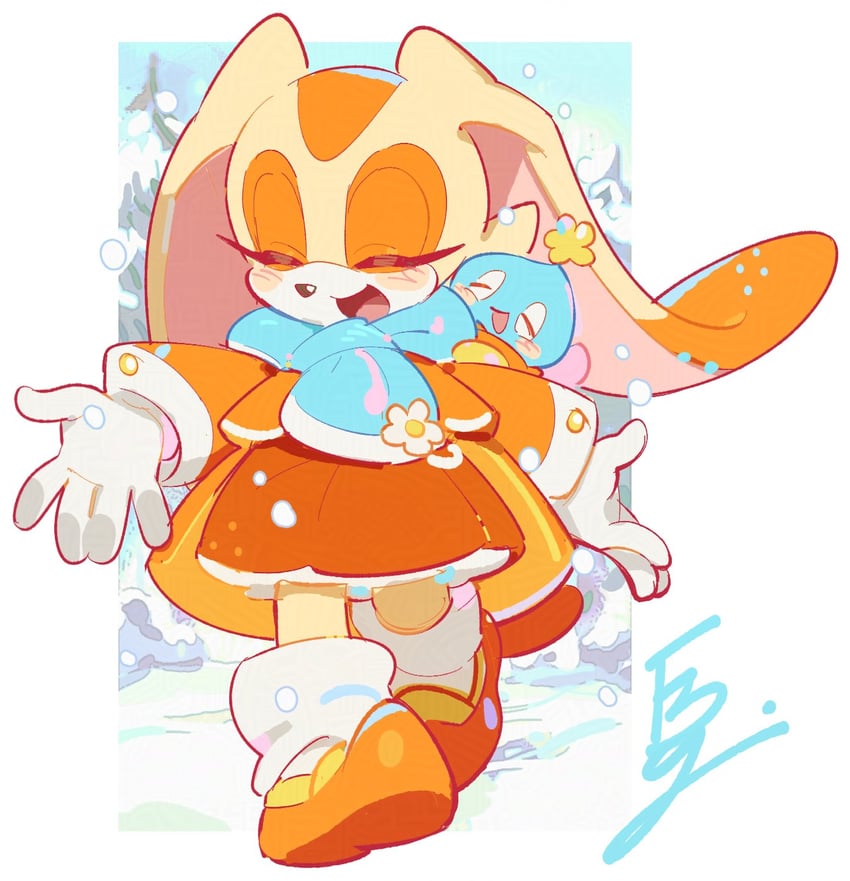 cream the rabbit, neutral chao, and cheese (sonic and 1 more) drawn by weon1119
