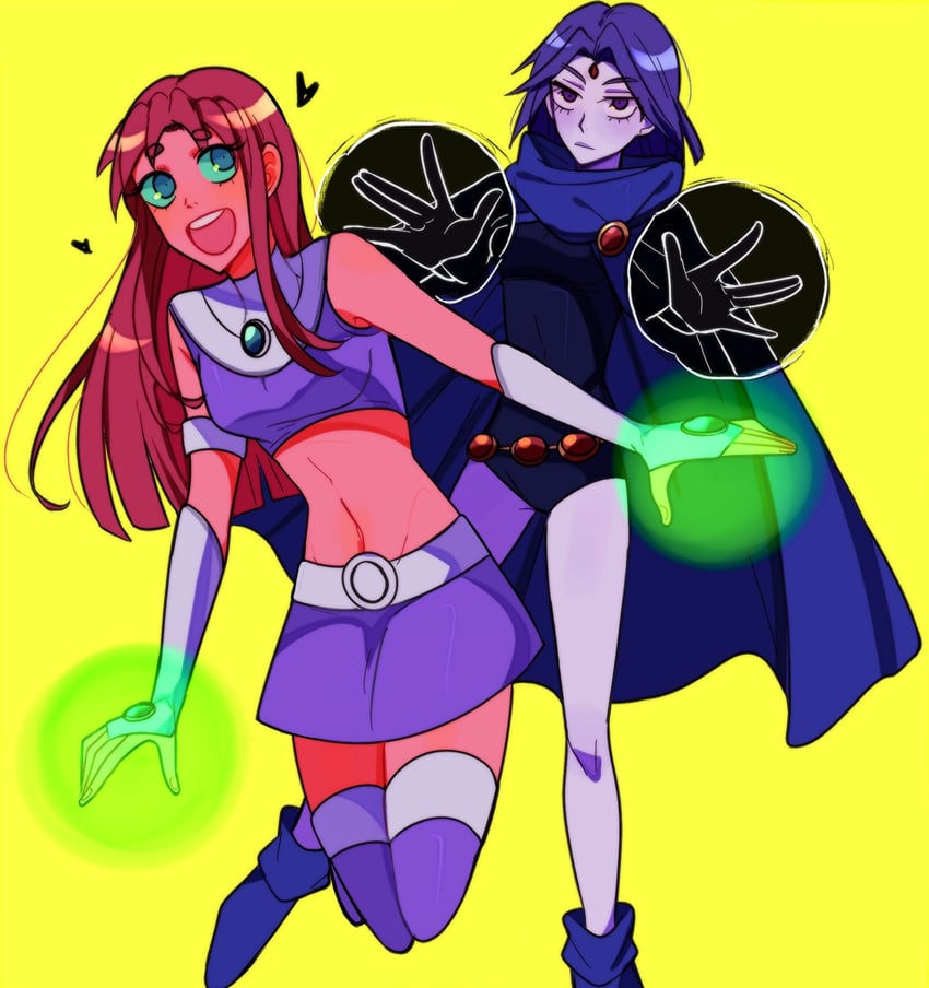 raven and starfire (dc comics and 1 more) drawn by huyandere