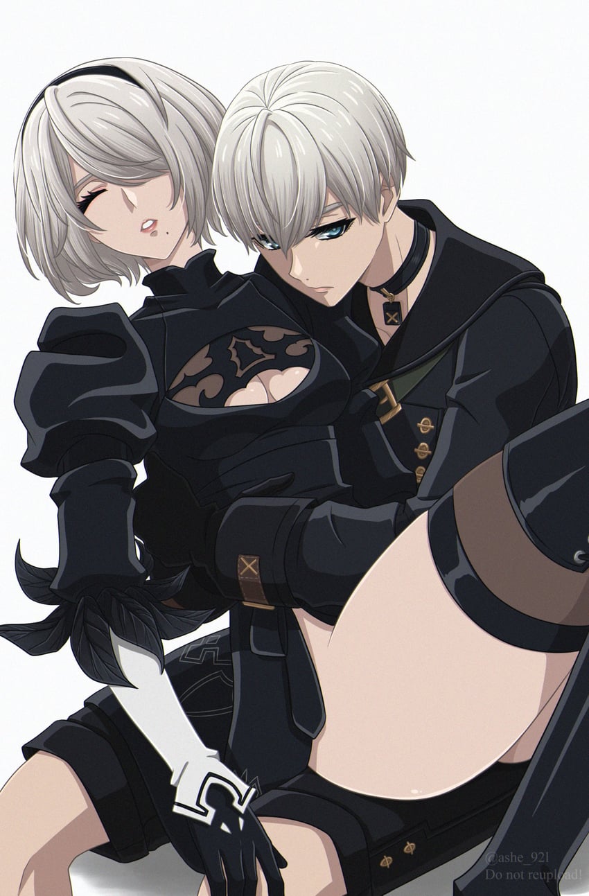 2b and 9s (nier and 1 more) drawn by shirl_geem