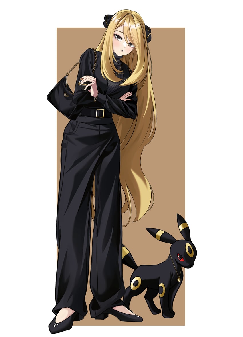 cynthia and umbreon (pokemon and 1 more) drawn by dorosi033