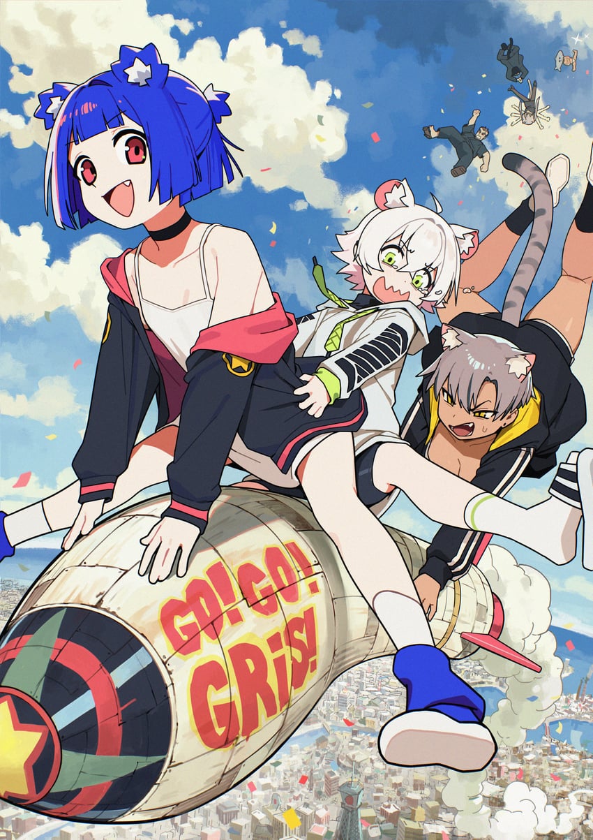 gris, kara, perl, viska, and boss (go! go! gris!) drawn by vertigris