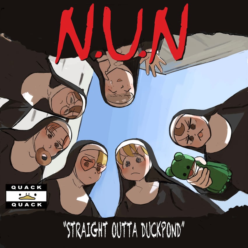 clumsy nun, froggy nun, spicy nun, glasses nun, sheep nun, and 1 more (little nuns and 2 more) drawn by diva_(hyxpk)