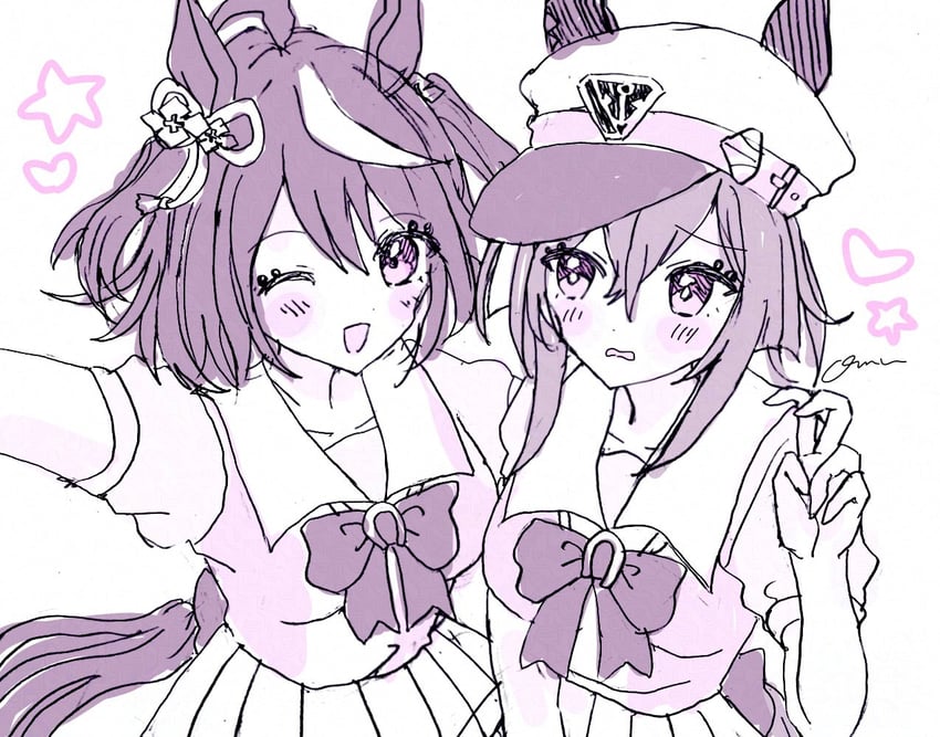 kitasan black and cheval grand (umamusume) drawn by o_(_oomua)