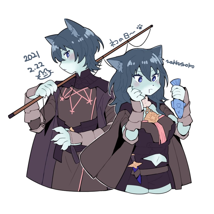 female byleth and male byleth (fire emblem and 1 more) drawn by do_m_kaeru